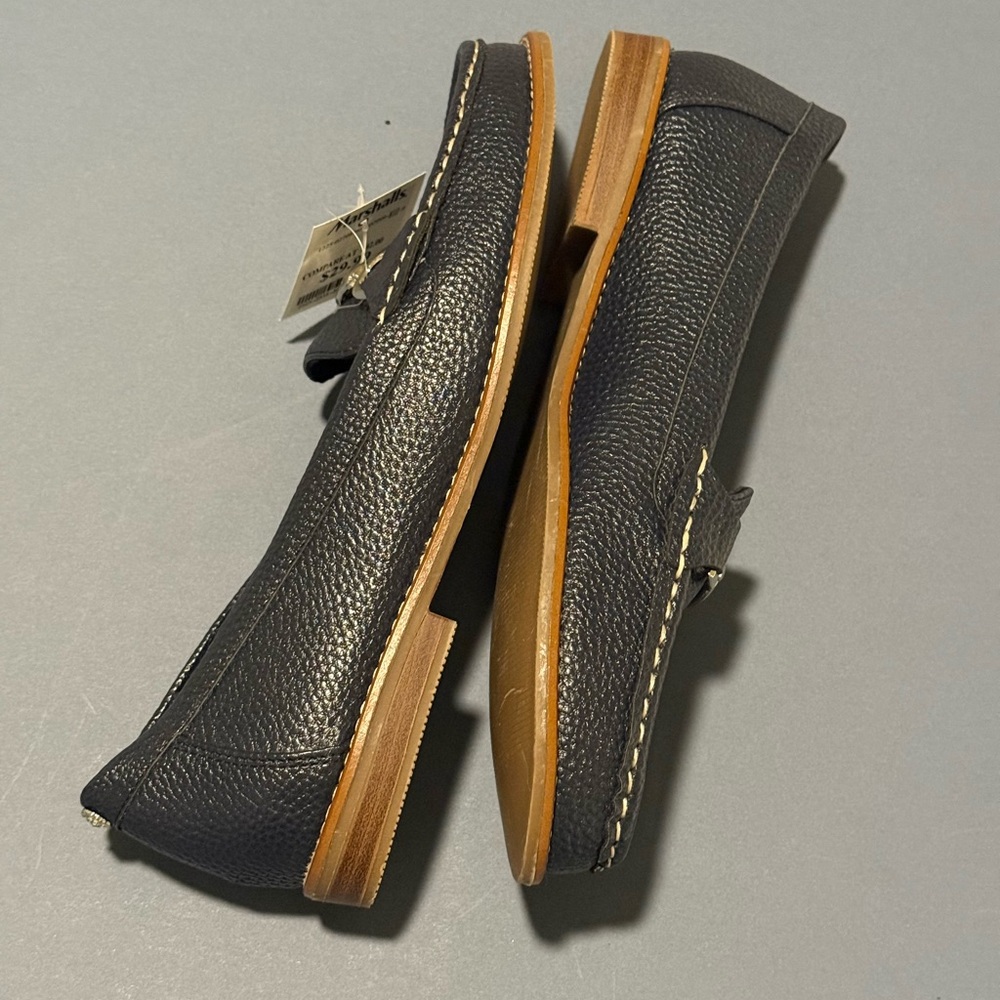 NWT Anne Klein Dark blue  Textured‎ Loafers with Metal Detail - Picture 3 of 4